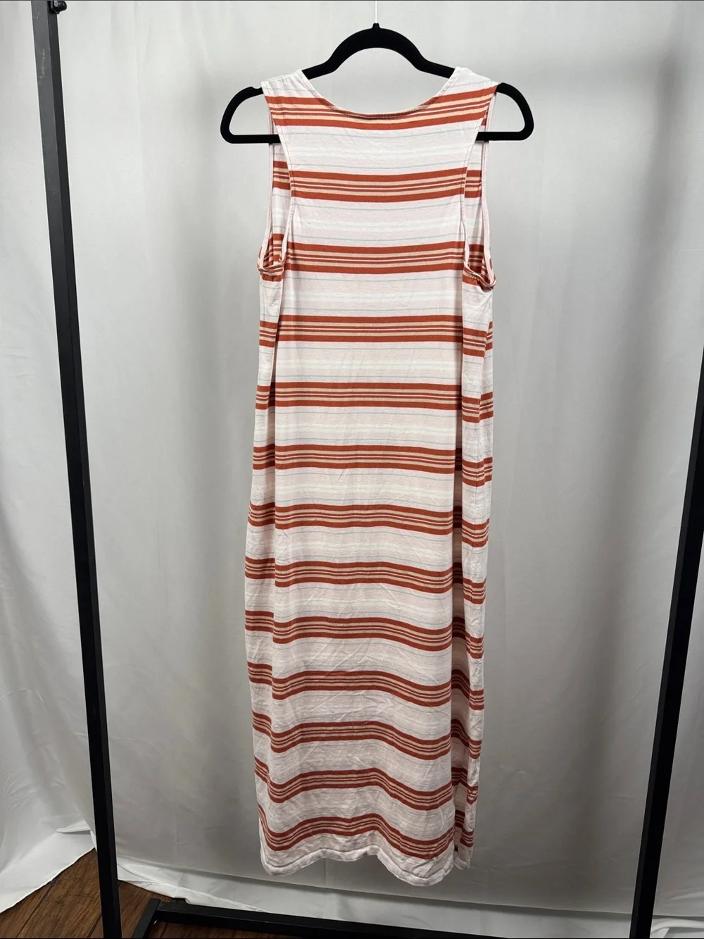 SO Striped Sleeveless Maxi Dress 100% Cotton Coral White Size XL